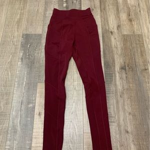 POP Fit Womens Leggings XXS Burgundy Pockets nwot!